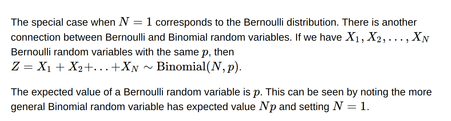 Relation with Bernoulli and Binomial
