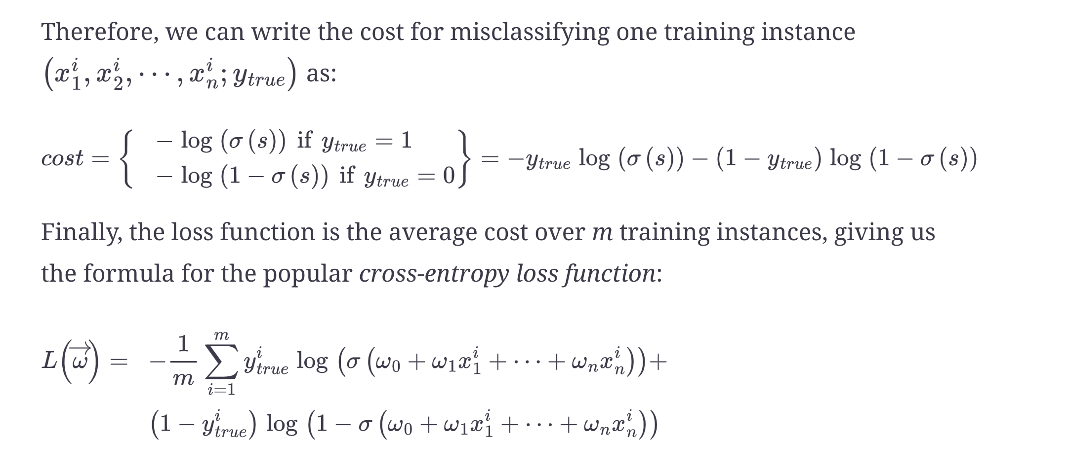 cross entropy loss function